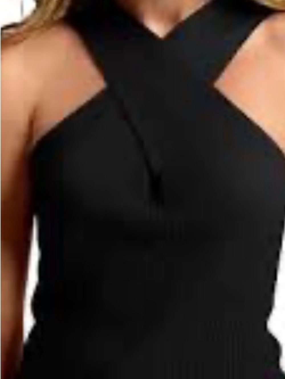 Sam Edelman Shirt Black Tank Top Ribbed Criss Cross